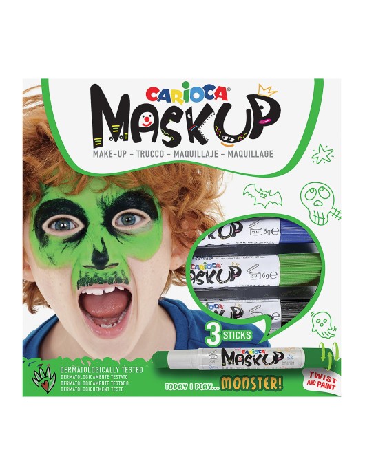 Βαφές Προσώπου 3τεμ Carioca Maskup (Μπλε-Πράσινο Μαύρο) Carioca 43051