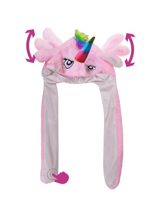 Σκούφος ροζ Μονόκερος με Αυτιά και Κίνηση 50x35cm Carnavalista 232415