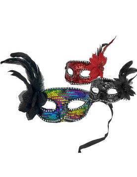 Μάσκα Βενετσιάνικη με Λουλούδι, Φτερά &amp; Πούλιες Carnavalista 232419