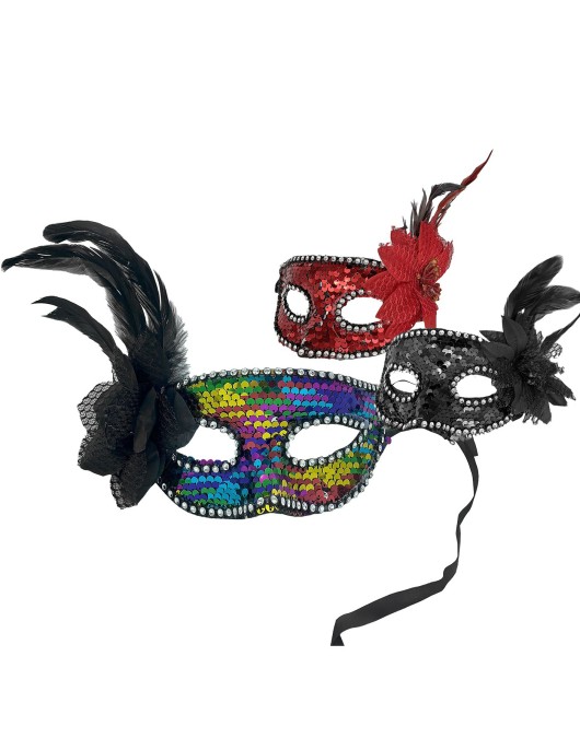 Μάσκα Βενετσιάνικη με Λουλούδι, Φτερά & Πούλιες Carnavalista 232419
