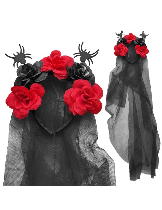 Στέκα day of Dead με Λουλούδια και Πέπλο 70x20cm Carnavalista 232559