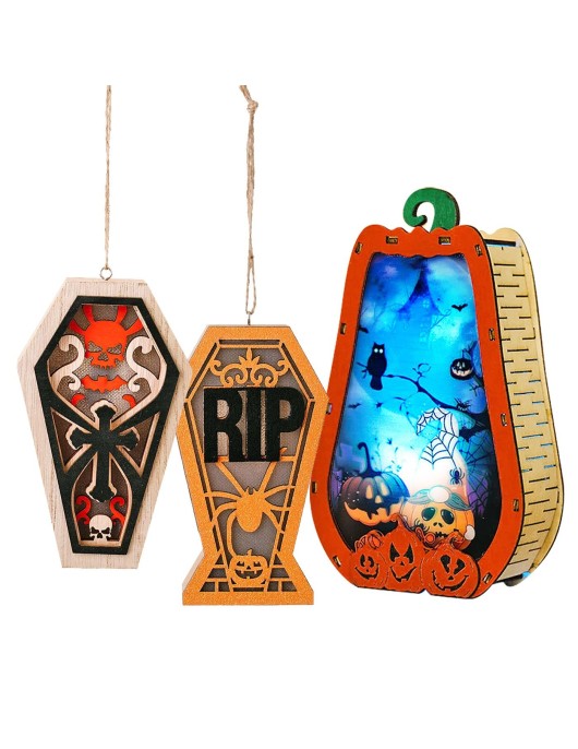 Halloween Διακοσμητικό Ξύλινο με φως 15x9x4cm Carnavalista 232652