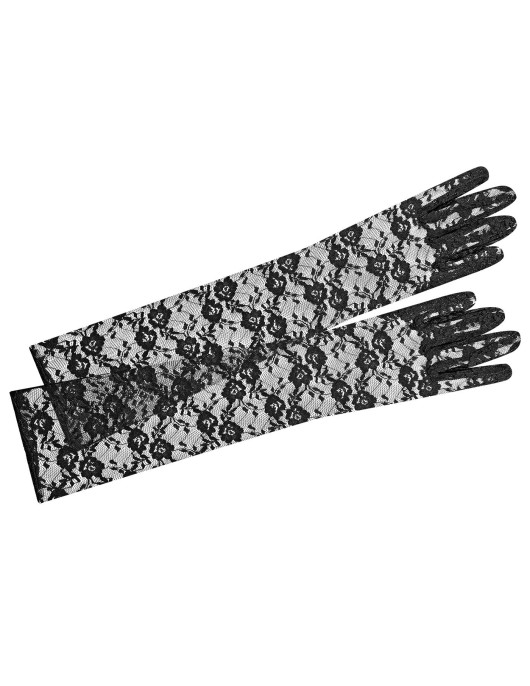 Γάντια Μακριά Δαντελωτά Μαύρα 40cm Carnavalista 232678