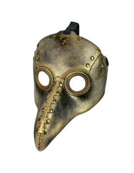 Μάσκα Πλαστική Χρυσό Πουλί με Λάστιχο 28x19cm Carnavalista 232699