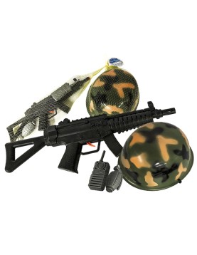 Σετ Όπλο Κράνος Ασύρματος 4τεμ Όπλο=39cm Carnavalista 23389