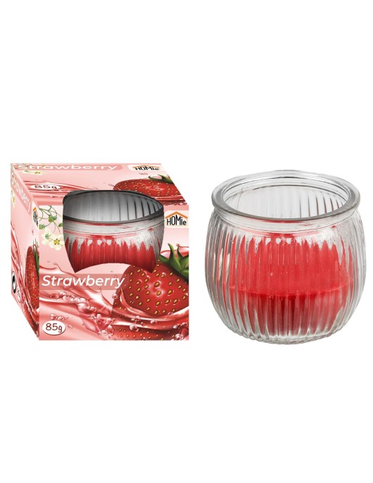 Κερί Φράουλα σε Βάζο 21h, 85gr Net, 7x6,5cm Homie 57466