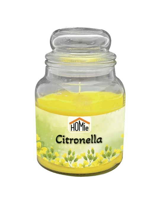 Κερί Σιτρονέλα σε Βάζο με Καπάκι Μεγάλο 50h 311gr net 14,5x11cm Homie 57469