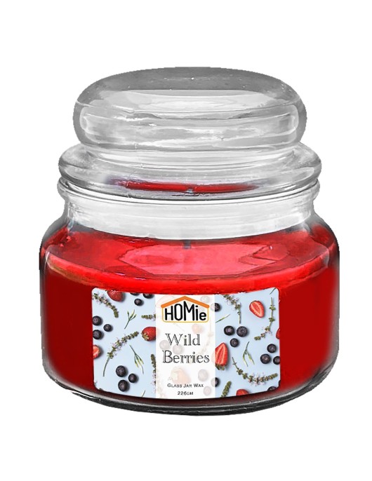 Κερί Wild Berries σε Βάζο με Καπάκι Μεσαίο 35h, 226gr Net, 10x9,5cm Homie 57473