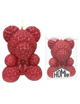 Κερί Αρκούδος Τριανταφυλλένιος 18x10cm Homie 57497