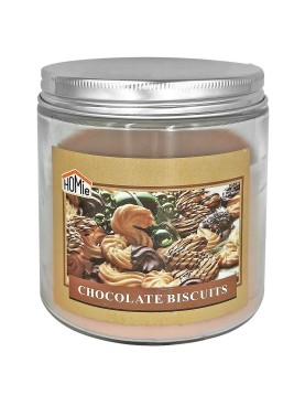 Κερί Σοκολάτα Μπισκότο σε Βάζο Γυάλινο με Καπάκι 10x9,5cm, 545g Gross, 280g net Homie 57504