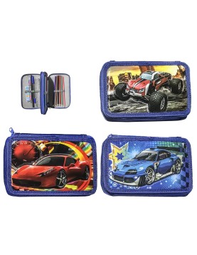 Κασετίνα Αμάξι 2 Φερμουάρ Γεμάτη 19x13x4cm JustNote 701878