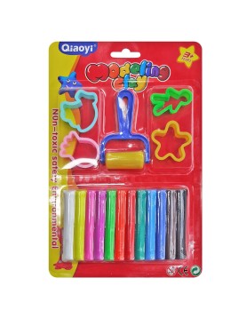 Πλαστελίνες σετ με Οδοστρωτήρα &amp; Καλούπια 25,5x17cm 140g net JustNote 702171