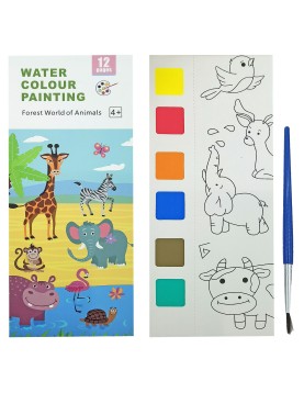 Άλμπουμ Χρωματισμού με Νερομπογιές &amp; Πινέλο Ζωάκια 19x8cm JustNote 703223