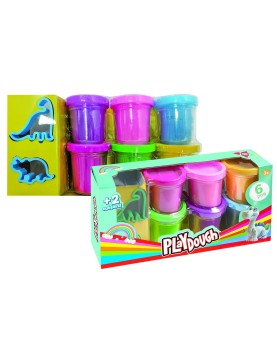 Ζυμαράκια 6 Βαζάκια με Καλούπια Δεινόσαυρος 336gr Net(6x56), 22x12x5,5cm JustNote 703335