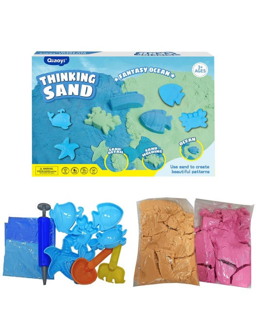 Έξυπνη Άμμος Ωκεανός σε Κουτί και Εργαλεία Ψαράκια 1kg Net(2x500gr), 29x20x5cm JustNote 703339