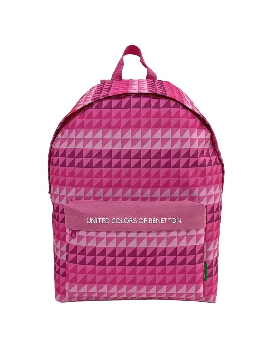 Σακίδιο ροζ Σχέδιο Τρίγωνα United Colors of Benetton 41x30x17cm Benetton