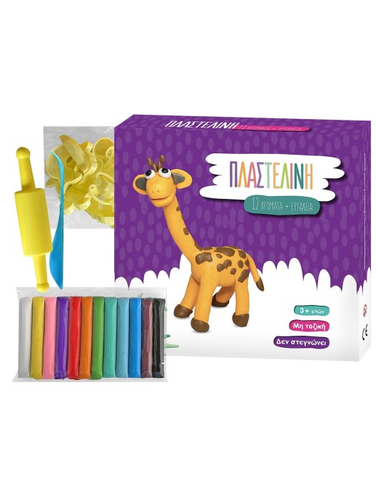 Πλαστελίνη Κουτί με Καλούπια & Εργαλεία σετ=12 Χρώματα 180gr net JustNote 703440