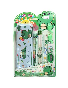 Σχολικό σετ=8τεμ. Κροκόδειλος με Μεταλλική Κασετίνα 27χ17cm JustNote 703446
