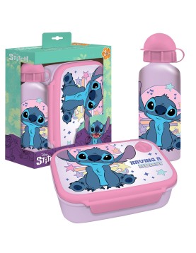 Σετ 2 τεμ Stitch Φαγητοδοχείο 800ml &amp; Παγούρι 500ml Φαγητοδοχείο 800ml, Παγούρι με Καλαμάκι 500ml Stitch 00056109