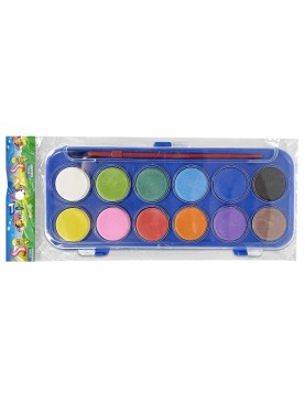 Νερομπογιά 12χρωματων με Πινέλο 21x9cm JustNote 7086