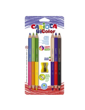 Ξυλομπογιές Jumbo Διπλής Γραφής με Ξύστρα Carioca σετ=6τεμ Carioca 42264