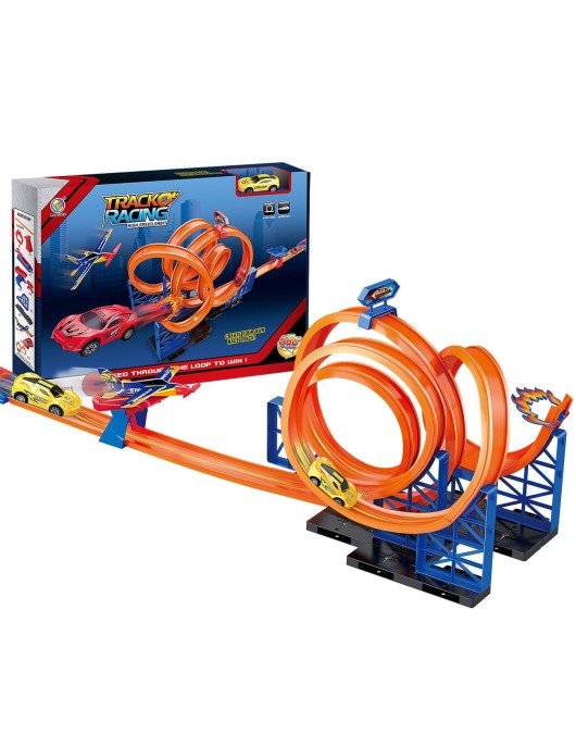 Πολλαπλή Τροχιά Αυτοκινήτου με Εκτοξευτήρα 42x30x6cm ToyMarkt 88856