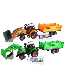 Τρακτέρ-Εκσκαφέας Friction &amp; Ρυμούλκα 57x13x13cm ToyMarkt 902132