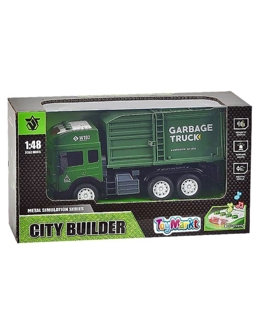 Die Cast Friction Σκουπιδιάρικο με φως + ήχο 27x15x10cm ToyMarkt 902244