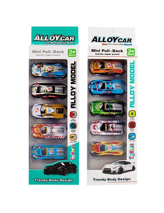 Σετ 5 Μεταλλικά Αυτοκινητάκια Pull Back 9x31x3cm ToyMarkt 902296