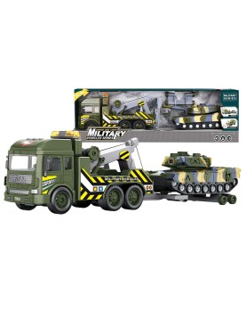 Στρατιωτική Νταλίκα Friction + Τανκ με φως &amp; Ήχους 58x17x12cm ToyMarkt 902379