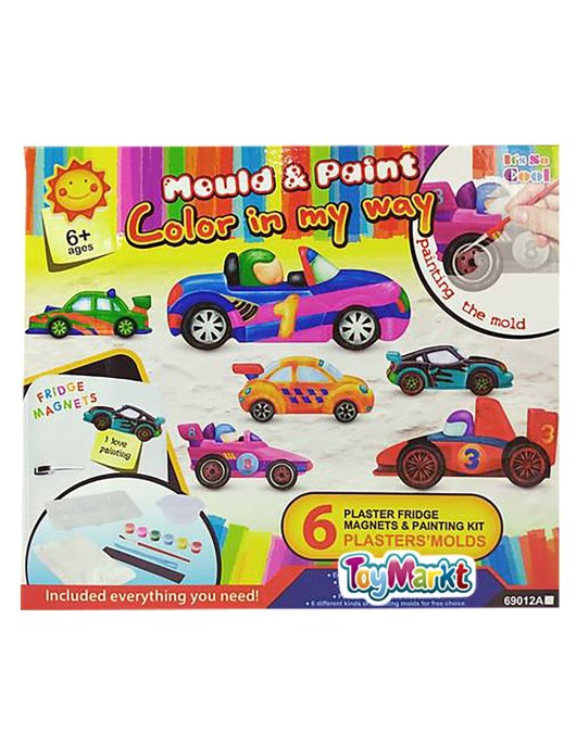 Σετ 6 Καλούπια Αυτοκίνητα με Μαγνήτη & σετ Χρωματισμού 27x23x5cm ToyMarkt 913183
