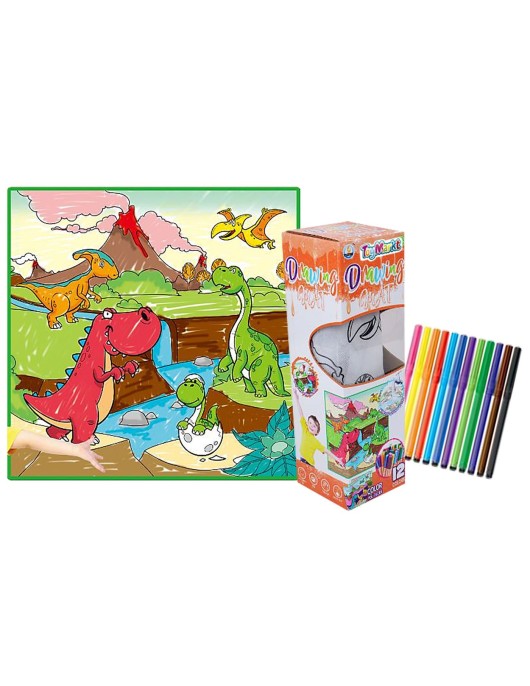 Ζωγραφική Δεινοσαυράκια 50x50cm & 12 Χρώματα 8x8x26cm ToyMarkt 913204