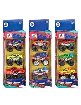 Σετ 3 Μίνι Αγροτικά Μεγάλες Ρόδες die Cast Metal Free Wheels 9x25x6cm ToyMarkt 913362