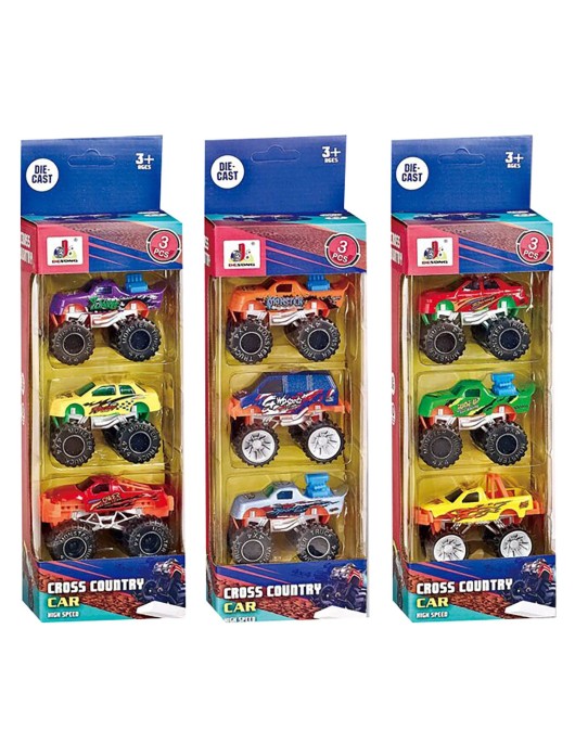 Σετ 3 Μίνι Αγροτικά Μεγάλες Ρόδες die Cast Metal Free Wheels 9x25x6cm ToyMarkt 913362