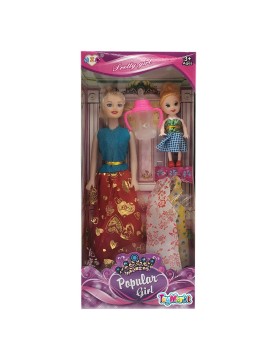 Κούκλα Popular Girl &amp; Κουκλάκι &amp; Φορέματα 14x32x5cm ToyMarkt 922071
