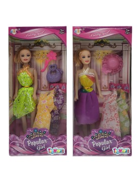 Κούκλα Popular Girl &amp; Αξεσουάρ &amp; Φορέματα 14x32x5cm ToyMarkt 922072