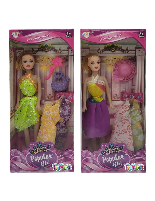 Κούκλα Popular Girl & Αξεσουάρ & Φορέματα 14x32x5cm ToyMarkt 922072