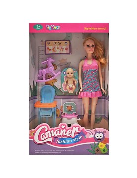 Κούκλα Camaner &amp; Μωρό με Αξεσουάρ 20x33x6cm ToyMarkt 922086