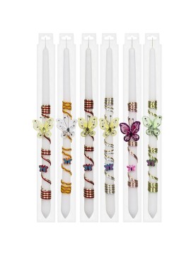 Λαμπάδα Λευκή Κορδόνι-Πεταλούδα 40cm Bunny's 931202