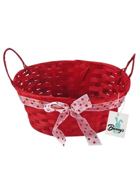 Καλάθι Μπαμπού Οβάλ με Φιόγκο 23x18x10cm (Υ10cm) Bunny's 931253