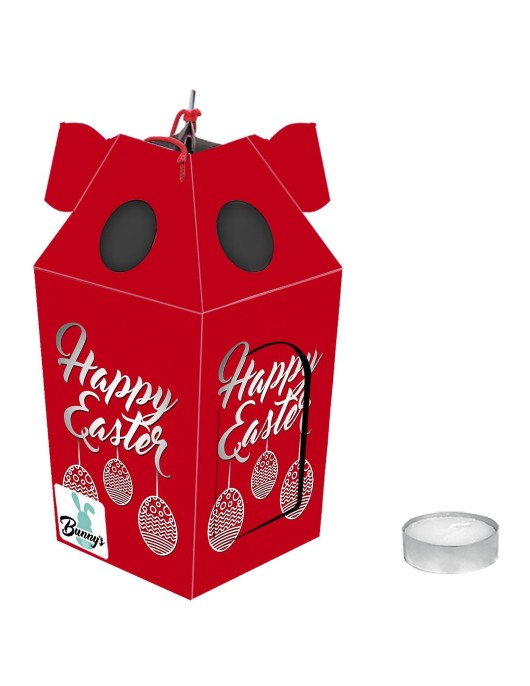 Φαναράκι με Ρεσώ Κόκκινο με Αυγα 21x9,5cm Bunny's 931369