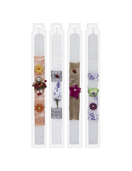 Λαμπάδα Πλακέ με Στολίδια Ανάγλυφη 35cm Bunny's 931504