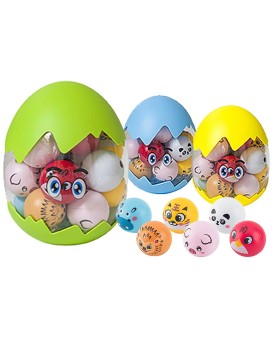Αυγό σετ 18 tem Pull Back Μπαλάκια Σχέδιο Ζωάκια Αυγό=19x15, Ζωάκι=4,8x4cm Bunny's 931993