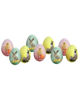 Αυγα Χάρτινα με Σχέδια Λαγός-Πουλάκι 9τεμ 6cm Bunny's 932093
