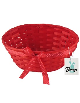 Καλάθι Μπαμπού με Πουά Κορδέλα 25x18x10cm Bunny's 932178