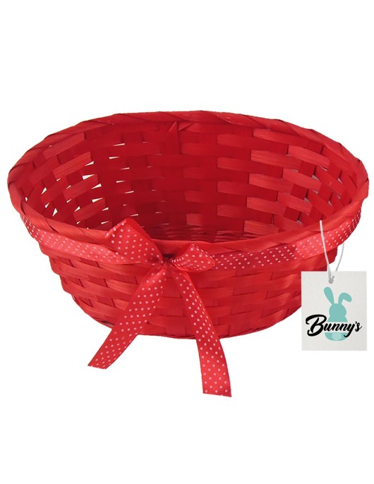 Καλάθι Μπαμπού με Πουά Κορδέλα 25x18x10cm Bunny's 932178