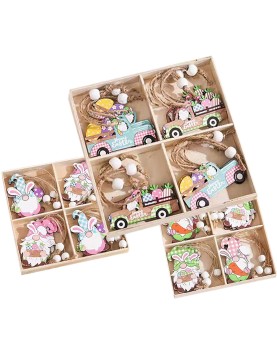 Στολίδια Ξύλινα Αμάξια, Λαγουδάκια Σετ=12 τεμ 6cm Bunny's 932264