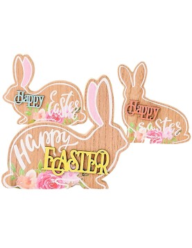 Λαγός Ξύλινος Επιτραπέζιος Happy Easter 15x12x1,8cm Bunny's 932266