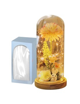 Γυάλα με φως &amp; Λαγουδάκι Λουλούδι 22x11cm Bunny's 932271