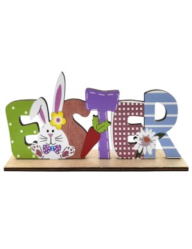 Ξύλινο Happy Easter με ένα Λαγούς &amp; Καρότο 22x9cm Bunny's 932289